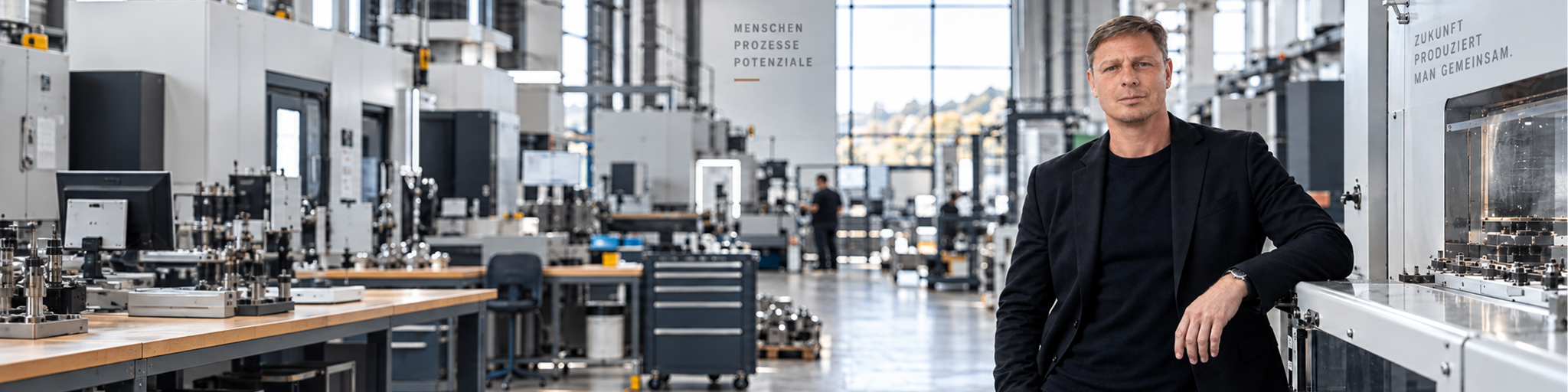 Björn Enzmann in einem Produktionsbetrieb